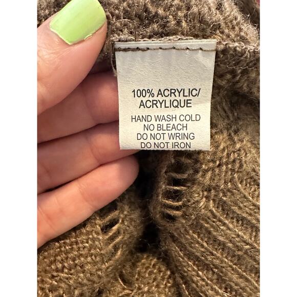 Cotton Emporium brown long sleeves open knit cardigan size Large - Picture 4 of 9